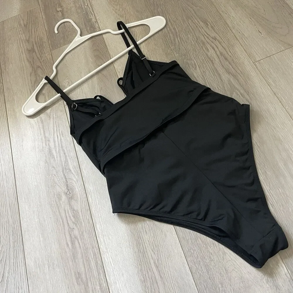 Fleur Du Mal Swimsuit cutout v cheeky one piece womens Black (xsmall) designer
